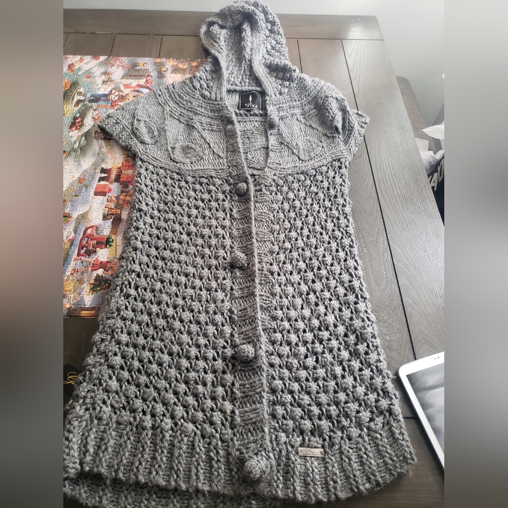 Sitka  Gray Hooded Knit Cardigan
